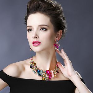 Ztech High Quality Romantic Women Wedding Party Fashion Bridal Jewelry Sets Statement Necklace And Earring Trendy Accessories