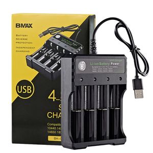 18650 Lithium Battery Charger With USB Cable 4 3 2 1 Charging Slots For 26650 18490 18350 Rechargeable Batteries Charger Smart Inteligent 6 Protections