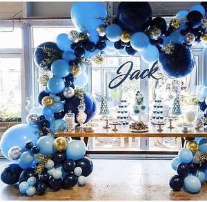 Real Blue Balloons Garland, 121 pcs Azul Latex Arch Kit Balões Confetti para Chuveiro de Bebê, Casamento, Decorações De Festa de Aniversário 210626