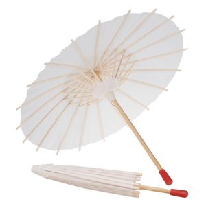 Papel Estampado Chino al por mayor-Paraguas papel blanco parasol paraguas chino japonés boda decoración tamaño mango patrón para