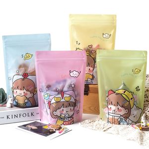 Cartoon Snack Self seal Bag Lovely Food Packaging Bag Manual Biscuit Sandy Sub Packaging Zipper Sealing Bags LX4640