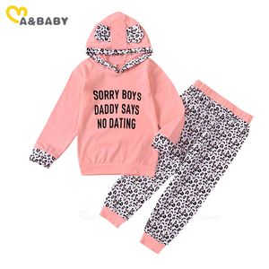 6M-5Y Infant Toddler Kid Girls Clothes Set Cute Ear Leopard Camo Top con cappuccio + Pantaloni Abiti autunnali Costumi per bambini 210515