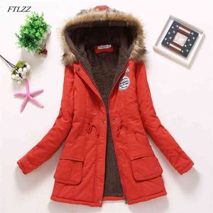 FTLZZ Wintermäntel Frauen Baumwolle wattierte dünne Jacke Thermal Warm Parkas Quilt Overcoat Poncho Jaqueta Casacos Feminina 210923