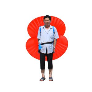 Customized Walking Inflatable Flower Costume 1m Blow Up Poppy Suit For Event