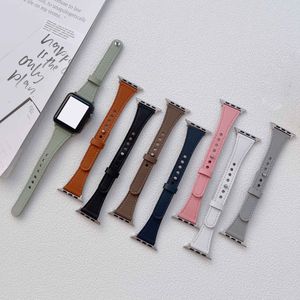 Ince Deri Askı Apple İzle için 45mm 41mm 42mm 44mm 38mm 40mm Bantlar Moda Lüks Tek Düğme Bileklik IWATCH 7 6 5 4 SE Watchband Kemer Akıllı Aksesuarları