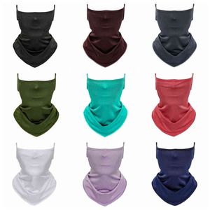 Cykling Bandana Mesh Face Cover Half Mask Hang-Ear Is Silk Neck Gaiter Cool Tube Scarf Sport Running Vandring Jakt Män Kvinnor Y1229