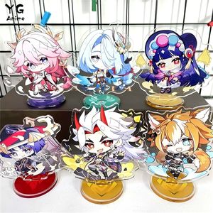 50pcアニメゲームGenshin ImpactアクリルフィギュアスタンドShenhe Yunjin Yae Miko Genhhildr yoimiya Zhongliかわいいキーチェーンコスプレギフト新しいY220225