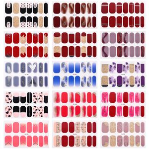 European och USA Fashion Nail Stickers 14 Tips Finger Nails Decals Crystal Glitter Gold Silver Stamping Sticker