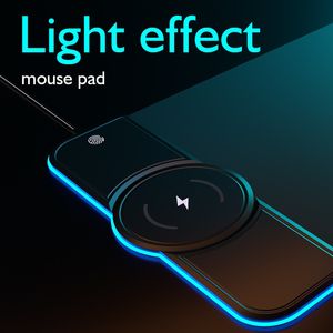 Carregador sem fio da luz LED RGB mouse pad XXL 10W / 7.5W Luminosos Mouse Pad Mousepad Mousepad Esteira de mesa Mouse Pad Gamer.