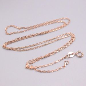 Pure 18k Solid Rose Gold Necklace Width 1mm / 1.2mm /1.3mm Square O Link Chain for Women Gift 40-50 cm Chains