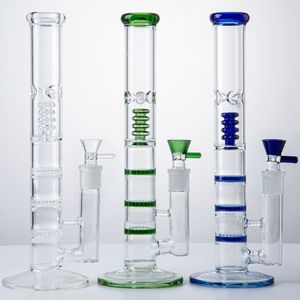 Straight Tube Bong Hookahs Triple Perc Glass Pipes Birdcage Percolators Dab Oil Rigs Tall Bong Water Pipe With Bowl & Banger