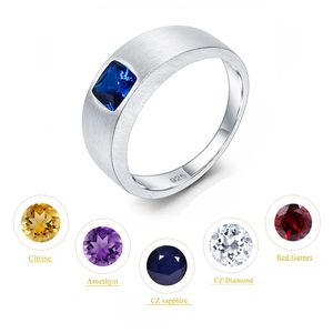 Балет GEM 5 * 5 мм Подушка нарезанный драгоценный камень кольца мужская кольцо стерлингового кольца 925 для мужчин свадебный размер 7-13 # 2111217