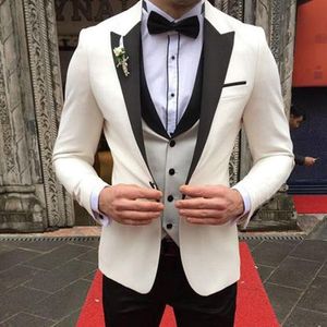 Wholesale white tuxedo dinner jacket for sale - Group buy Men s Suits Blazers Tailor Made Fashion Elegant Style White Slim Fit Men Groom Tuxedo For Wedding Dinner Party Prc Jacket Vest Pan