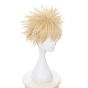 My Hero Academia Bakugou Katsuki Bakugo Krótkie Wig Cosplay Costume Boku Brak odpornych na ciepło Włosów Syntetycznych Mężczyźni Peruki Y0913