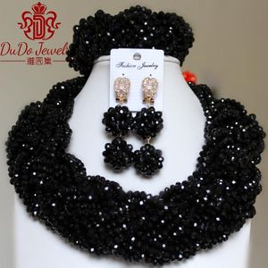 Örhängen Halsband Modig Svart Uttalande Afrikanska Nigerian Set Bridal Women's Pärlor Smycken Dubai Kostym Smycken