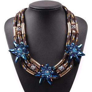 Chokers Fashion Big Design Model Choker Collar Jewelry Elegant Rope Chain Crystal Flower Chunky Statement Necklace For Women