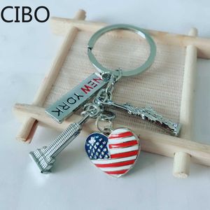 2019 New letter-New-York-Flag Keychain heart Statue-Liberty Vicney-Empire-State-Building Key Chain Gift Friend Souvenir Keyring G1019