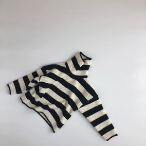 Kids Sweaters Striped Boys Pullover Spring Autumn Turtleneck Tops Baby Boys Girls Knitting Clothes