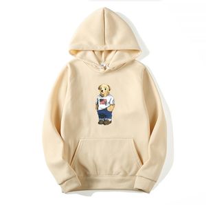 Hoodie Solid Color Printing Cute Bear Casual Loose Exercise Daily Trend Fashion Lovers Sweatshirt Top 210813
