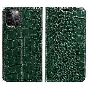 Luxury Genuine Leather book flip Cases For iPhone 12 Pro max 7plus 8 12 mini Magnetic Crocodile cover funda For iphone 11 pro max