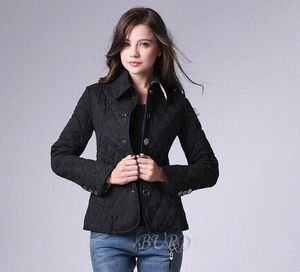 Women Designer Jacket Winter Autumn Coat fashion Casual cotton Slim Jacket British Style Plaid Quilting Padded Parkas