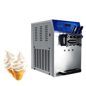 Masaüstü üç lezzet yumuşak servis dondurma makinesi makinesi sessiz tasarım otomat