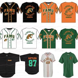 Camisa de beisebol da Universidade AM da Flórida FAMU para homens e mulheres, camisas de beisebol para jovens com qualquer nome e número com costura dupla