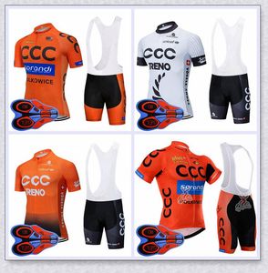 Cykling Jersey Set Mens Pro Team CCC Sommarbike skjorta BIB Shorts Suit Quick Dry MTB Cykel Kläder Utomhus Sportkläder Y210409223
