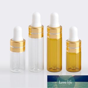 100Piece / Lot 3ml 5ml Bottiglie di olio essenziale di colore marrone trasparente Flacone contagocce portatile in vetro ambrato Contenitori cosmetici vuoti Prezzo di fabbrica design esperto