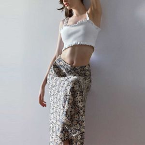 ZA Floral Print Long Skirt Women Side Hidden In-seam Zip Closure Feminine Elegant Pleated High-waisted Midi Skirts 210602