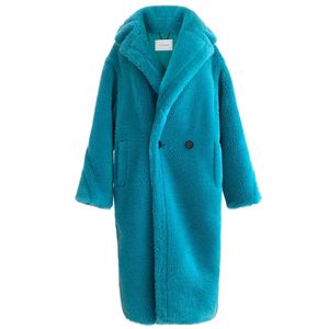 Gerçek Kürk Kadın Kış Takım Elbise Yaka Uzun Doğa Teddy Bear Kürk Palto Palto 210927
