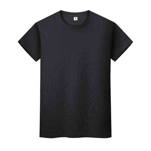 Männer und Frauen Rundhals einfarbig T-Shirt Sommer Baumwolle Boden Kurzarm Halbarm J6YNi