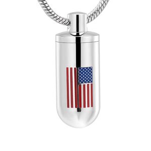 Ciondolo cilindrico Urn Urn, collana di denti ricordi da uomo della bandiera americana, può mettere le ceneri come souvenir