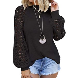 Women Blouses Lace Long Sleeve Tops Fall Casual Loose T Shirts