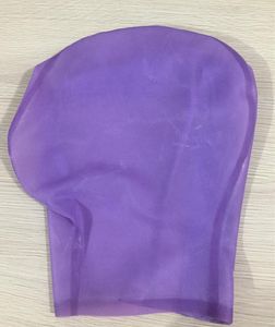 Party Masks Handgjorda transparenta lila latex full huvudmask med andningshölje huvor