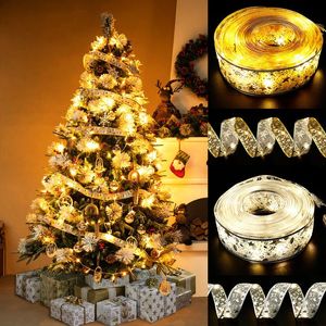 Christmas Decorations Decoration LED Lights Ribbon Tree Ornaments DIY Lace String Navidad Home Decor Xmas Year 2022