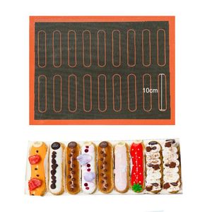 Nudelhölzer Gebäckbretter Silikonmatte 18 Eclair Antihaft-Puff Perforierte Liner-Pad Macaron-Keks-Brotform für Backwerkzeuge Ofenblech