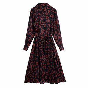 Women Spring Autumn Vintage Shirts Dress Print Sashes Bow Tie Long Sleeve Female Elegant Street Dresses Clothes Vestidos 210513