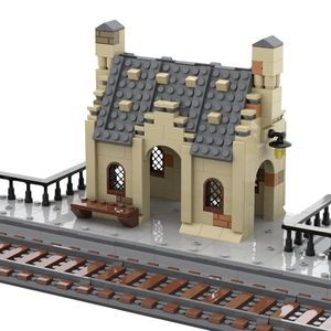 Classic Europe Train Station Streetview Model Set House Building Blocks Bricks DIY Assembly Creative Toys For Kids Gifts 496pcs X0503
