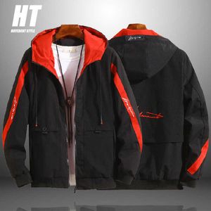 Jesień Kurtki Zimowe Mężczyźni Haft Bombowiec Zipper Kurtka Z Kapturem Casual Streetwear Moda Wiatrówka Army Cargo Outdoors 210603