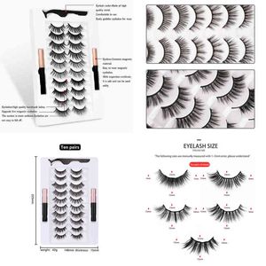 Fake Eyelashes 3d Faux Mink Magnetic Eyelashes and Eyeliner Set Natural Long in Bulk Custom Makeup Liquid Reusable Wholesale 220226