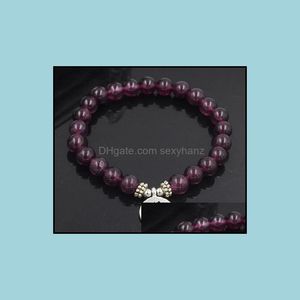 Perline, fili Bracciali Gioielli 8Mm Th42 Fascino elastico regolato Natura Pietra Loto Testa di Buddha Chakra Reiki Agata Onice Bracciale Drop Deliv