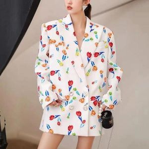 Women's Suits & Blazers Printed Casual Loose Suit V-neck Long Sleeve Sexy Straight Jacket 2021 Fall Fashion Boutique Clothing