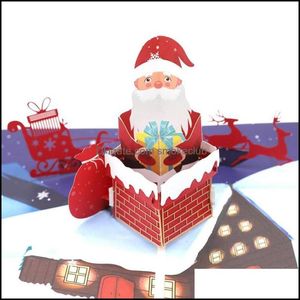 Greeting Event Festive Supplies Home & Gardengreeting Cards 3D -Up Christmas Card Kids Xmas Gifts Postcard Santa Claus Climb Chimney Party Y