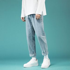 Jeans men's loose straight pants Korean version of summer thin section wide-leg cropped trousers ripped casual 10 styles
