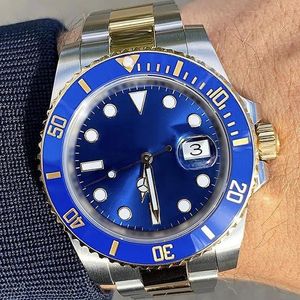 Wholesale watches color blue for sale - Group buy High quality men s watch high end appearance two color inlaid solid bracelet pure blue dial automatic movement mechanical MM series populars mens wristwatch