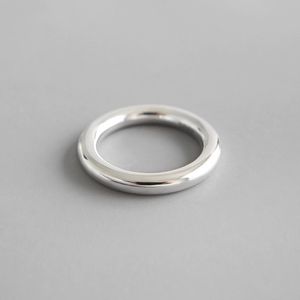 Echte S990 Sterling Silver Finger Band Ringen voor Vrouwen Mannen ins Smooth Surface 3.5mm Circle Mid Ring Fine Wedding Sieraden YMR645
