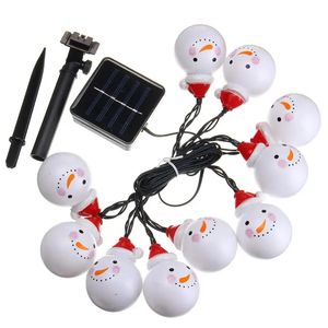 Solarbetriebene 3,5 m lange 20 LEDs Schneemann-Lichterkette für den Außenbereich, Weihnachtsdekoration – mehrfarbig