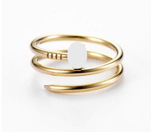 Lyxig designer Dubbelringar Nail Rings Par Kvinnors Rostfritt Stål Diamantfinger Ring Högkvalitativa Smycken Supply US Storlek (6-11)