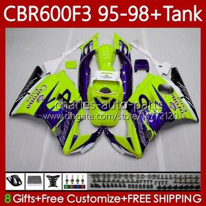 Kit de corpo para Honda Bodywork CBR600F3 600CC 600FS 64NO.185 CBR 600 600F3 95-98 CBR600 F3 FS CC 97 98 95 96 CBR600FS CBR600-F3 1997 1998 1995 1996 Ajuste Blue Black + Tank